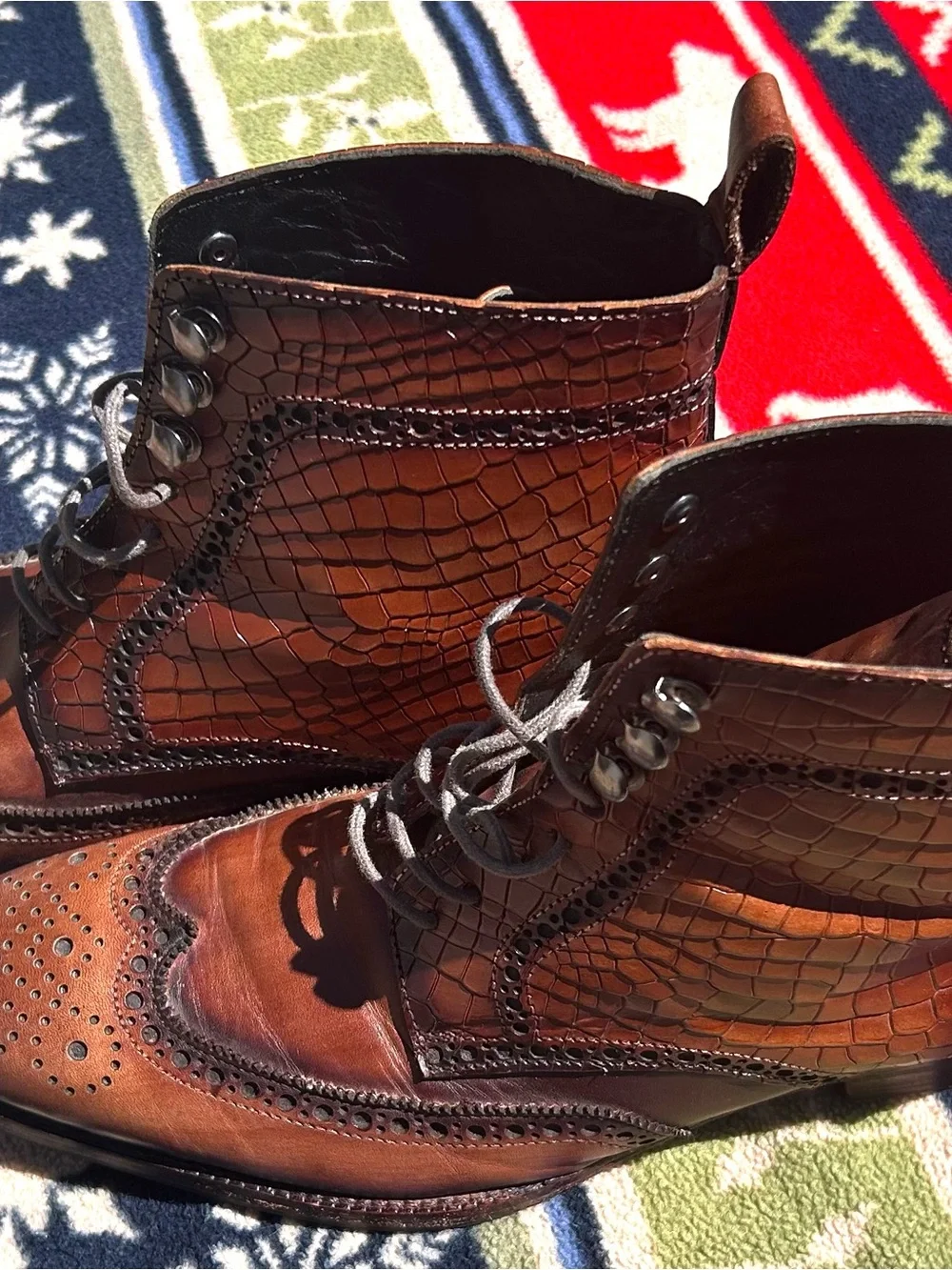 Men's Dark Brown Leather Wingtip Oxfords with Brogue Detailing